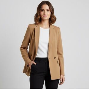 Women's Express Camel Double Breasted Knit Boyfriend Blazer Size S